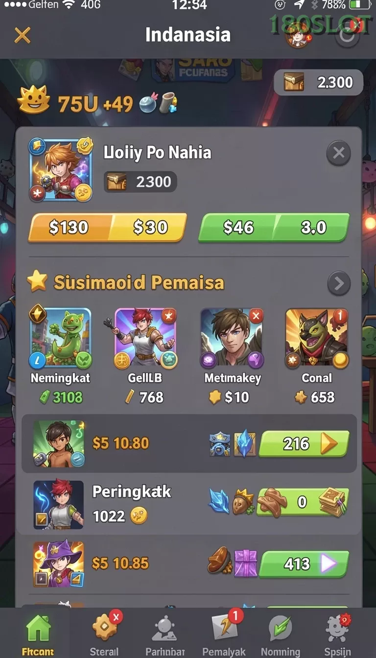 Cuplikan layar TEXAS88 — menu navigasi